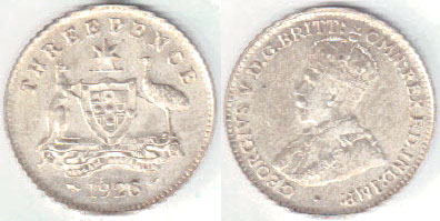 1928 Australia silver Threepence (VF) A001185